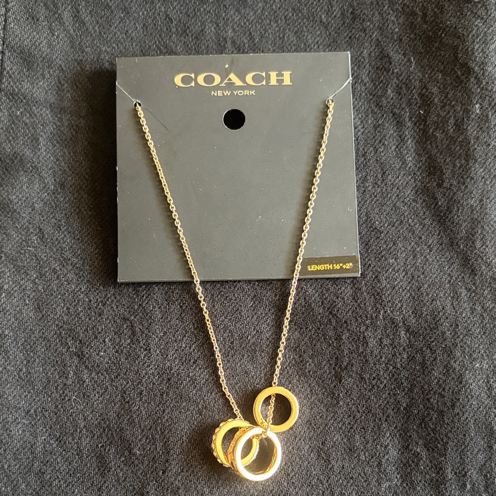 Coach Gold-Tone Triple Ring Necklace
